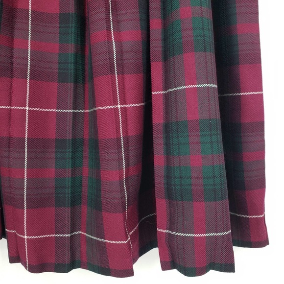 Lairds of Scotland Tartan Plaid Pleated Midi Skirt Wool Maroon Green Stuart Clan - Picture 6 of 9